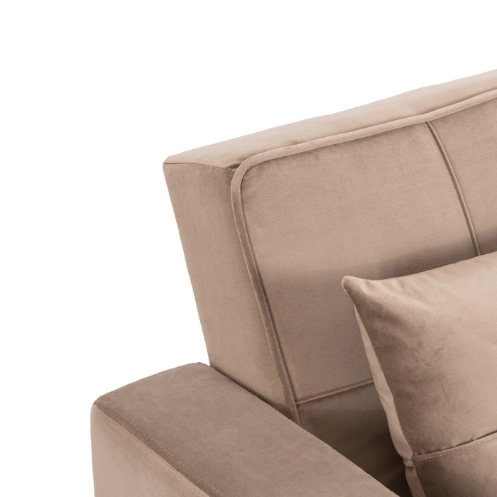 Fotel do Spania SOLOR Rozkładany Amerykanka Beżowy Welurowy Skandynawski
