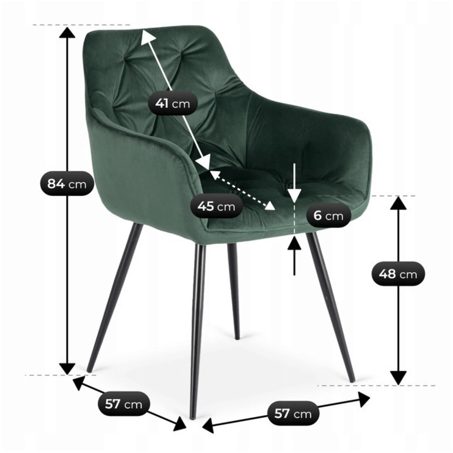 Sada: stôl LUKAS 100-250 cm (čierny) a 4 stoličky MODESTO (zelené)