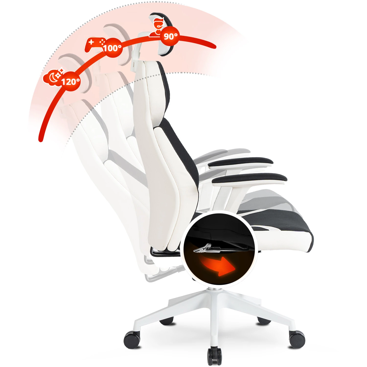Ergonomické otočné kancelárske kreslo DUNCAN, čierne/biele