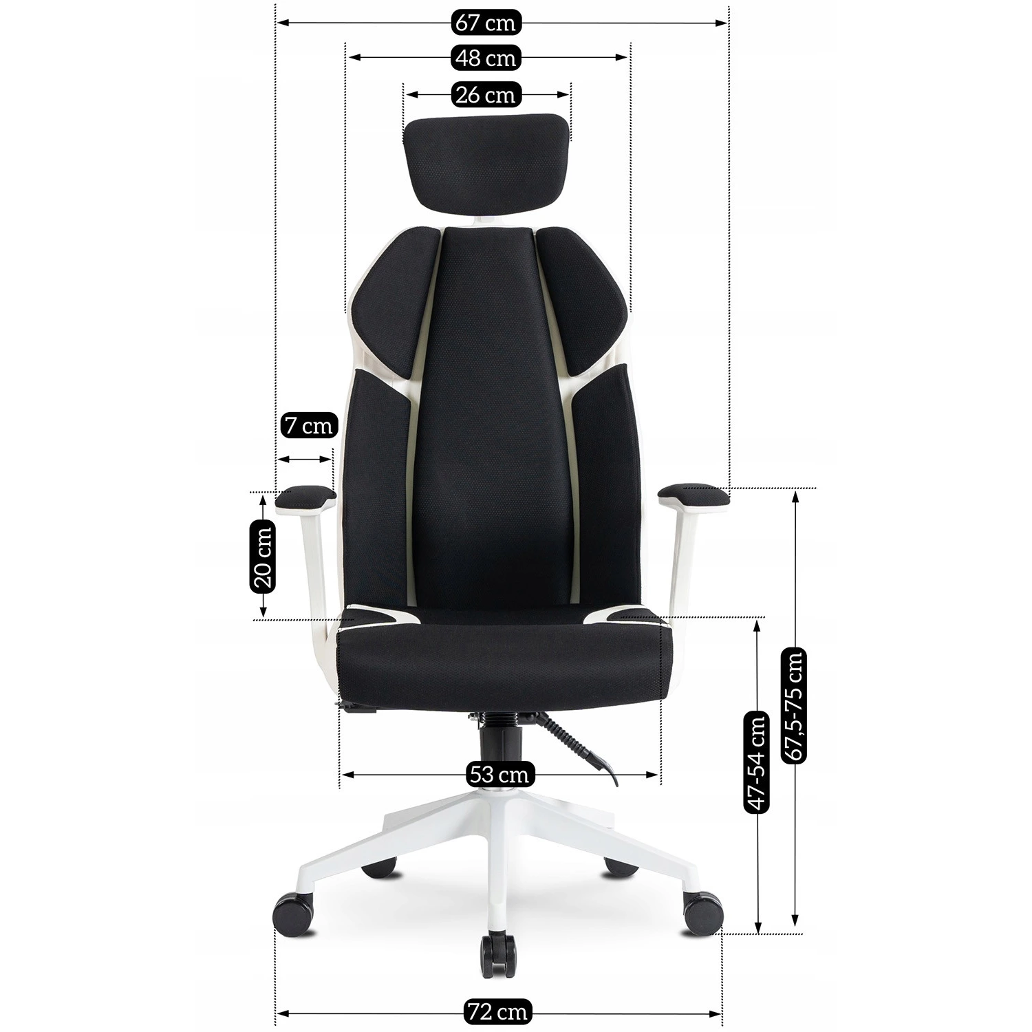 Ergonomické otočné kancelárske kreslo DUNCAN, čierne/biele