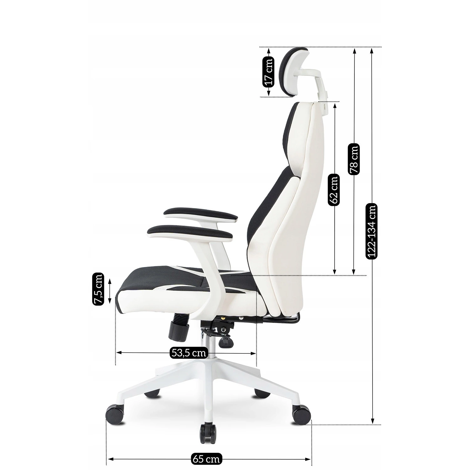 Ergonomické otočné kancelárske kreslo DUNCAN, čierne/biele