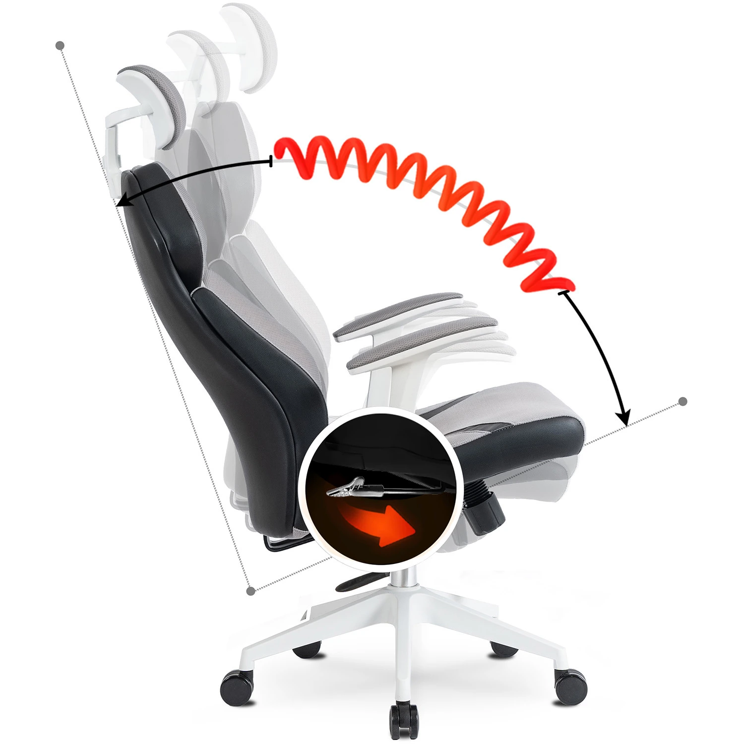Ergonomické otočné kancelárske kreslo DUNCAN, sivé/čierne