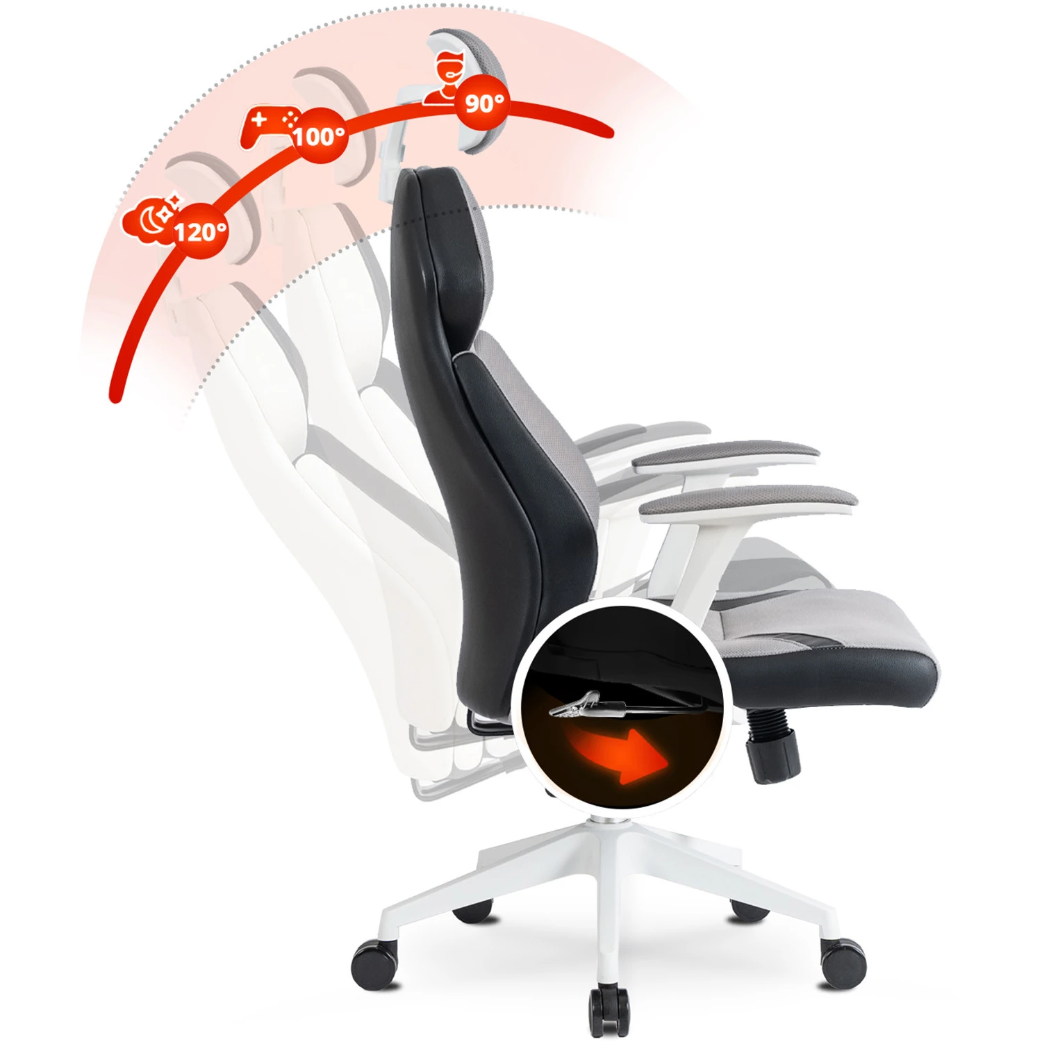 Ergonomické otočné kancelárske kreslo DUNCAN, sivé/čierne