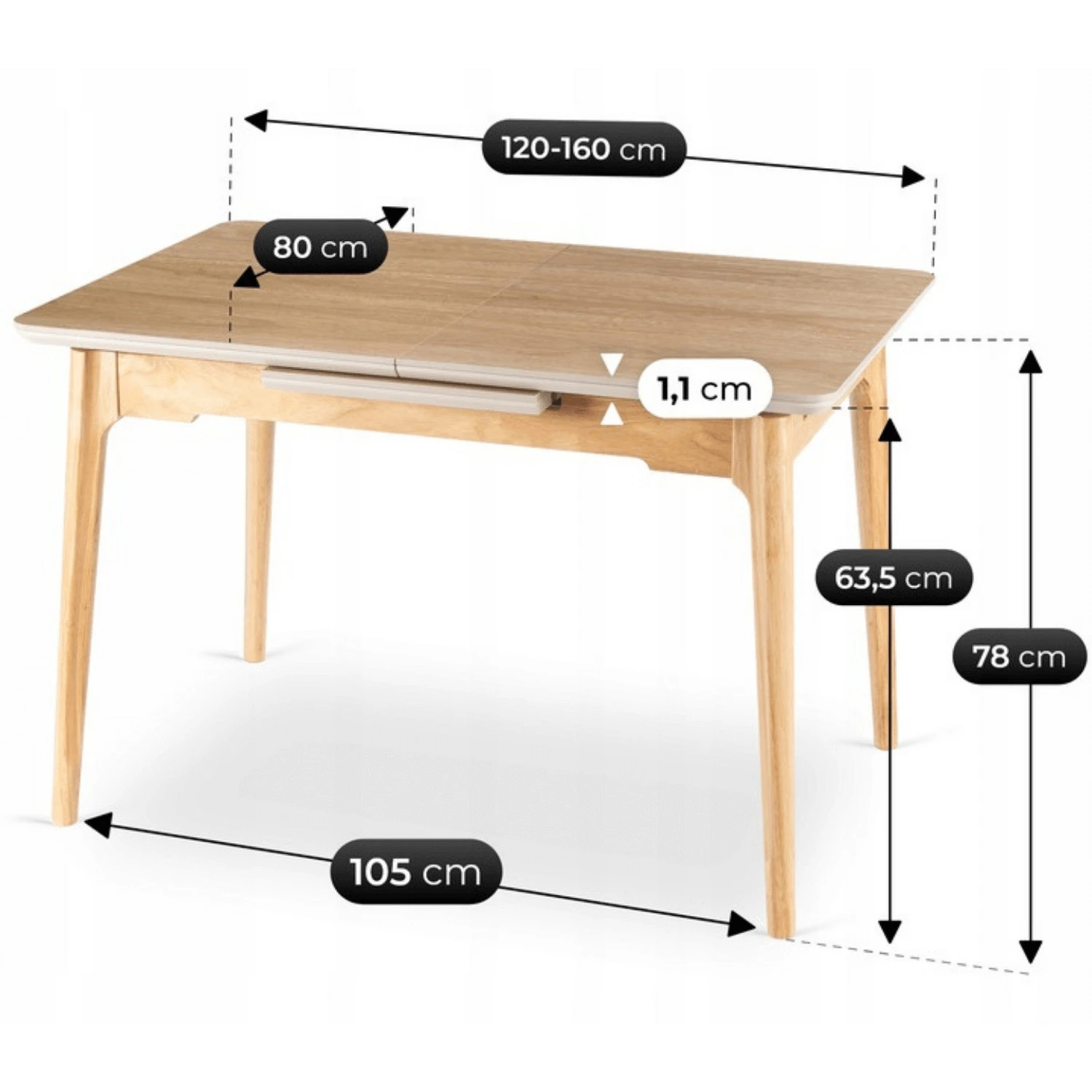 Rozkladací keramický stôl SAMER 120-160 cm, dub