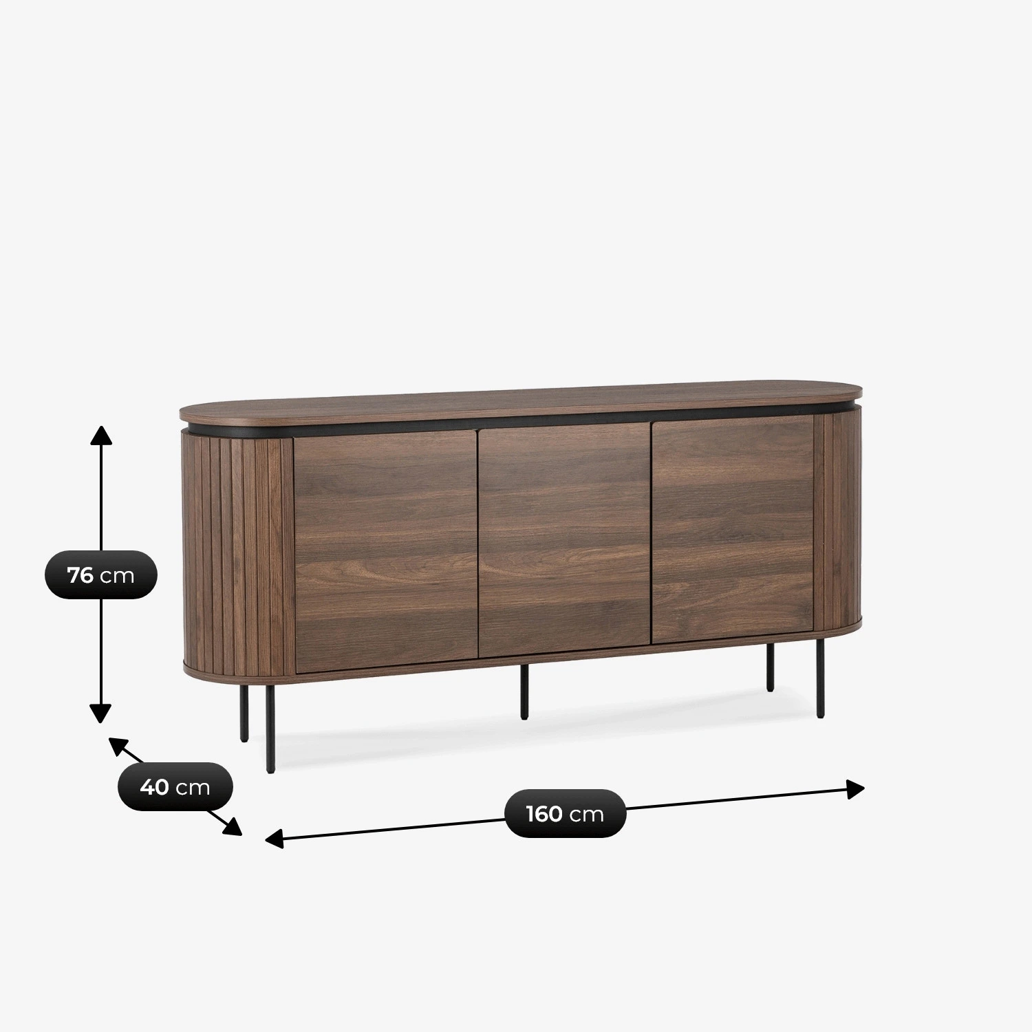 Trojdverová komoda BECK 160 cm, orech