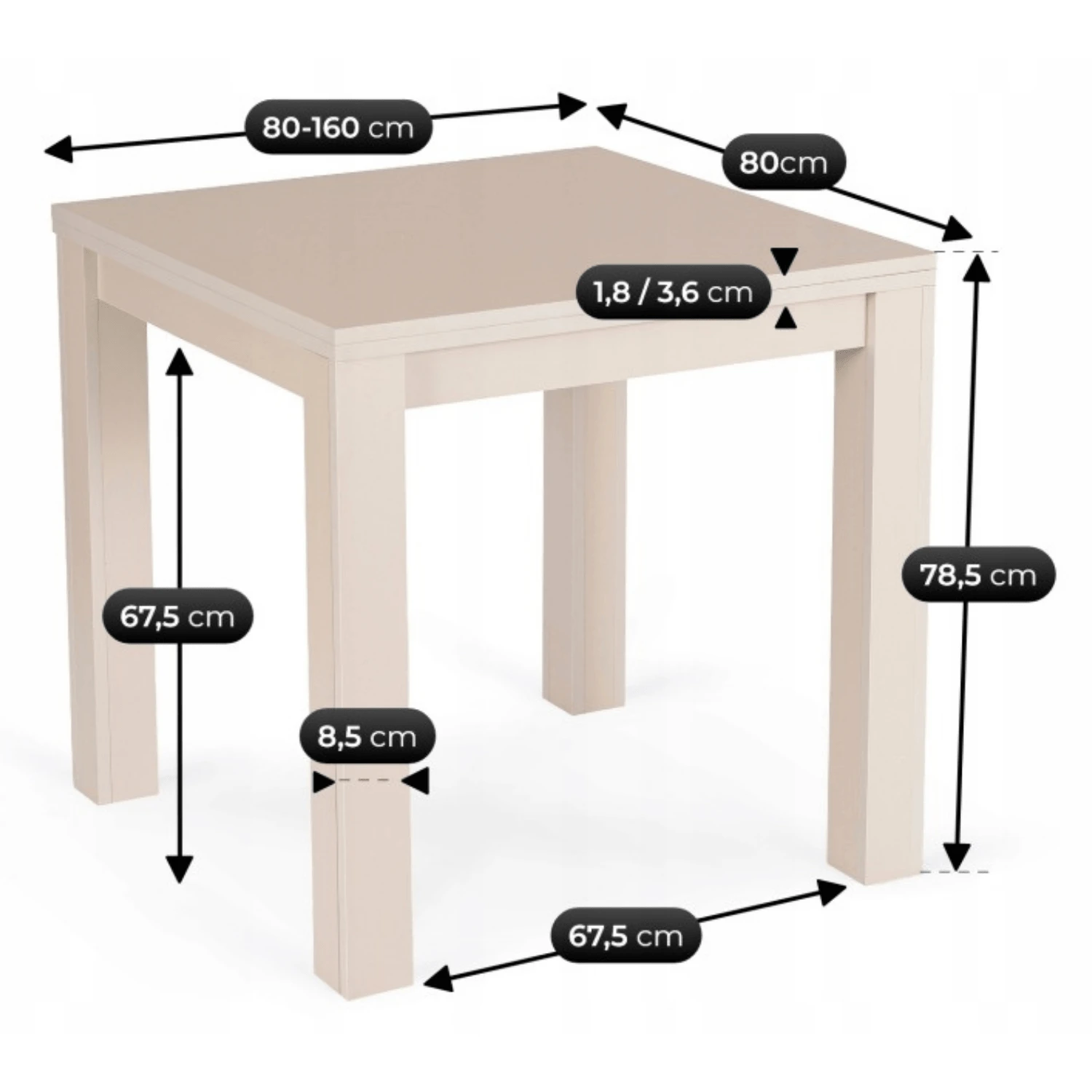 Rozkladací stôl MAX 80-160 cm, orech macadamia