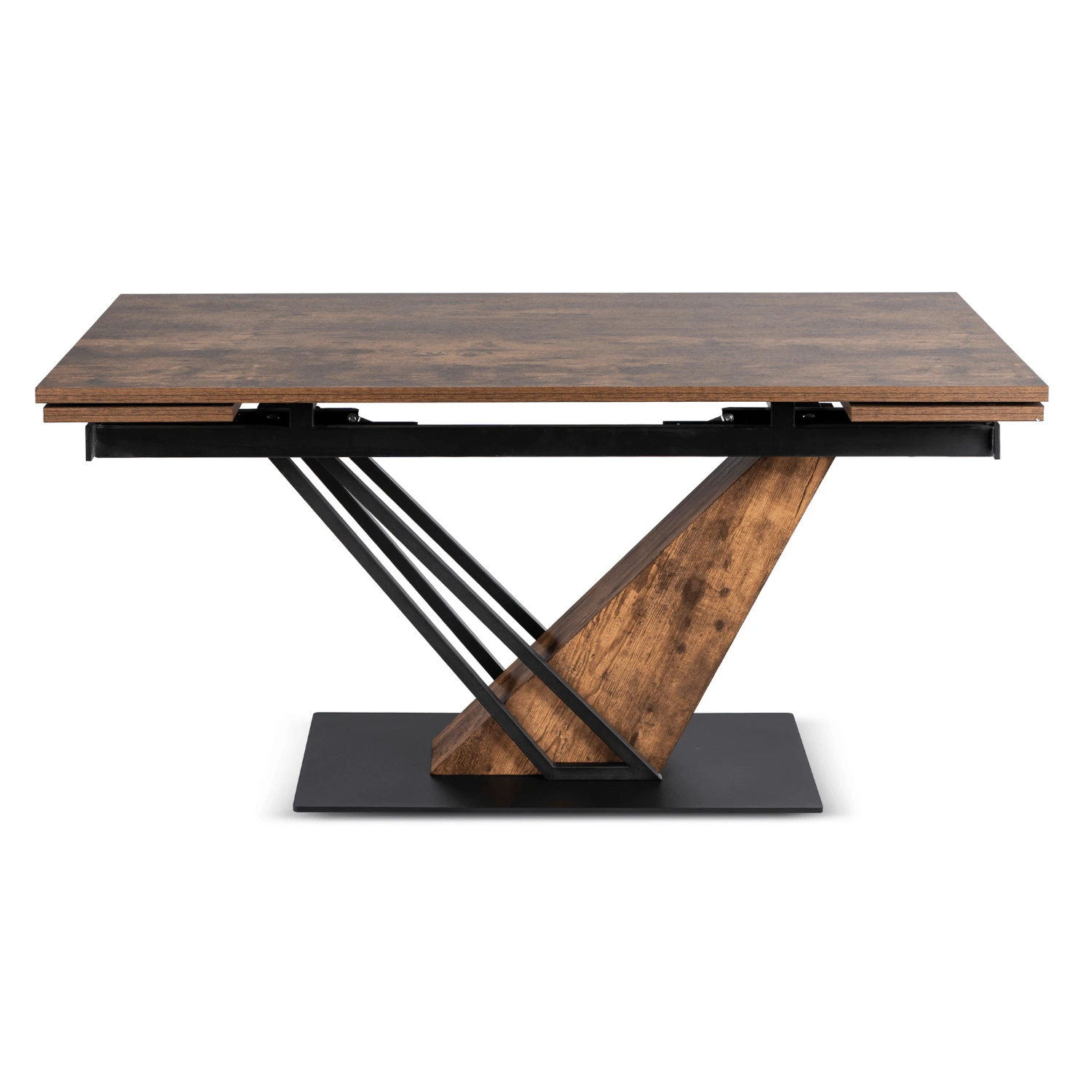 Rozkladací stôl REX 160-220 cm, rustikálny dub/čierny, MDF