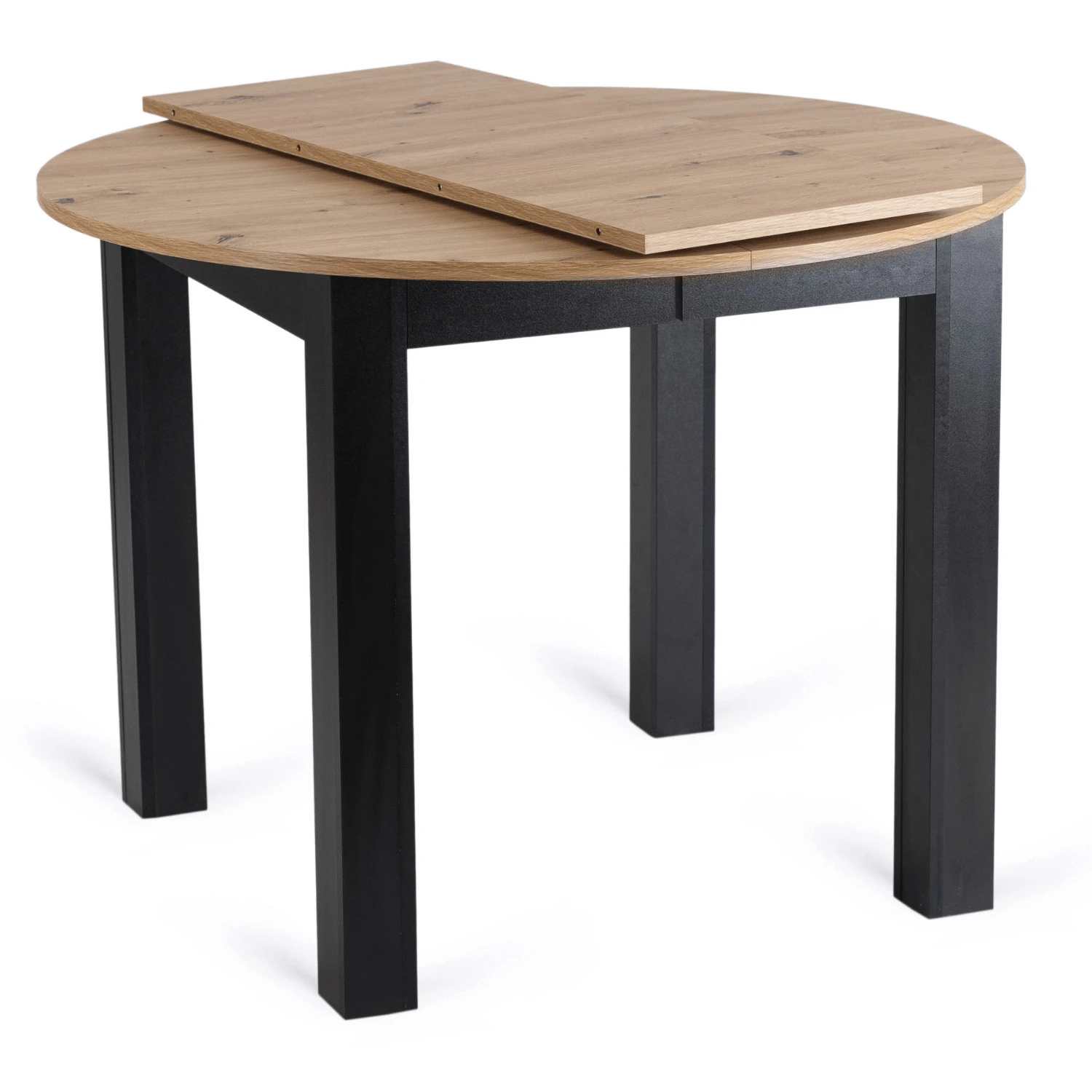 Sada: stôl HARRY 102-142 cm (dub artisan/čierny) a 4 stoličky PERU (čierne)