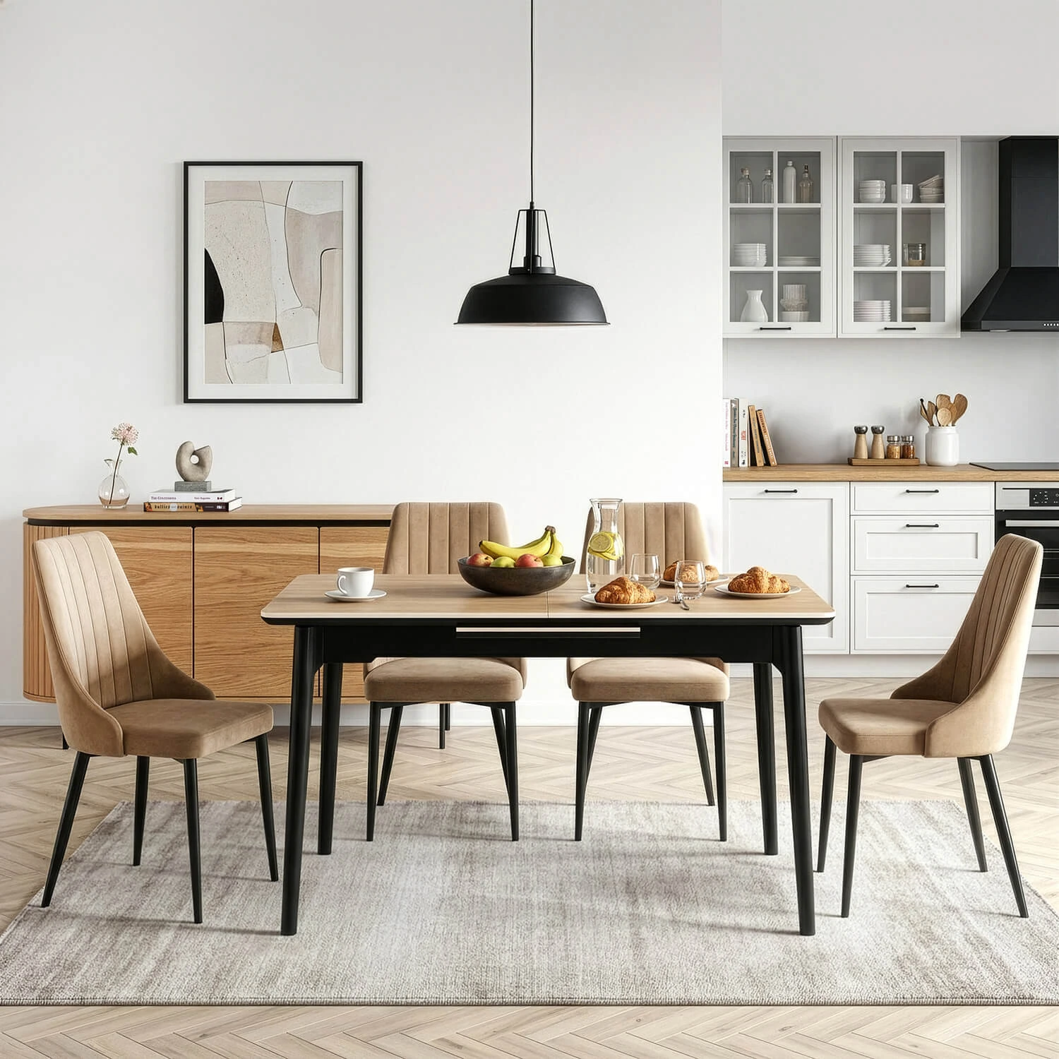 Rozkladací keramický stôl SAMER 120-160 cm, dub/čierny
