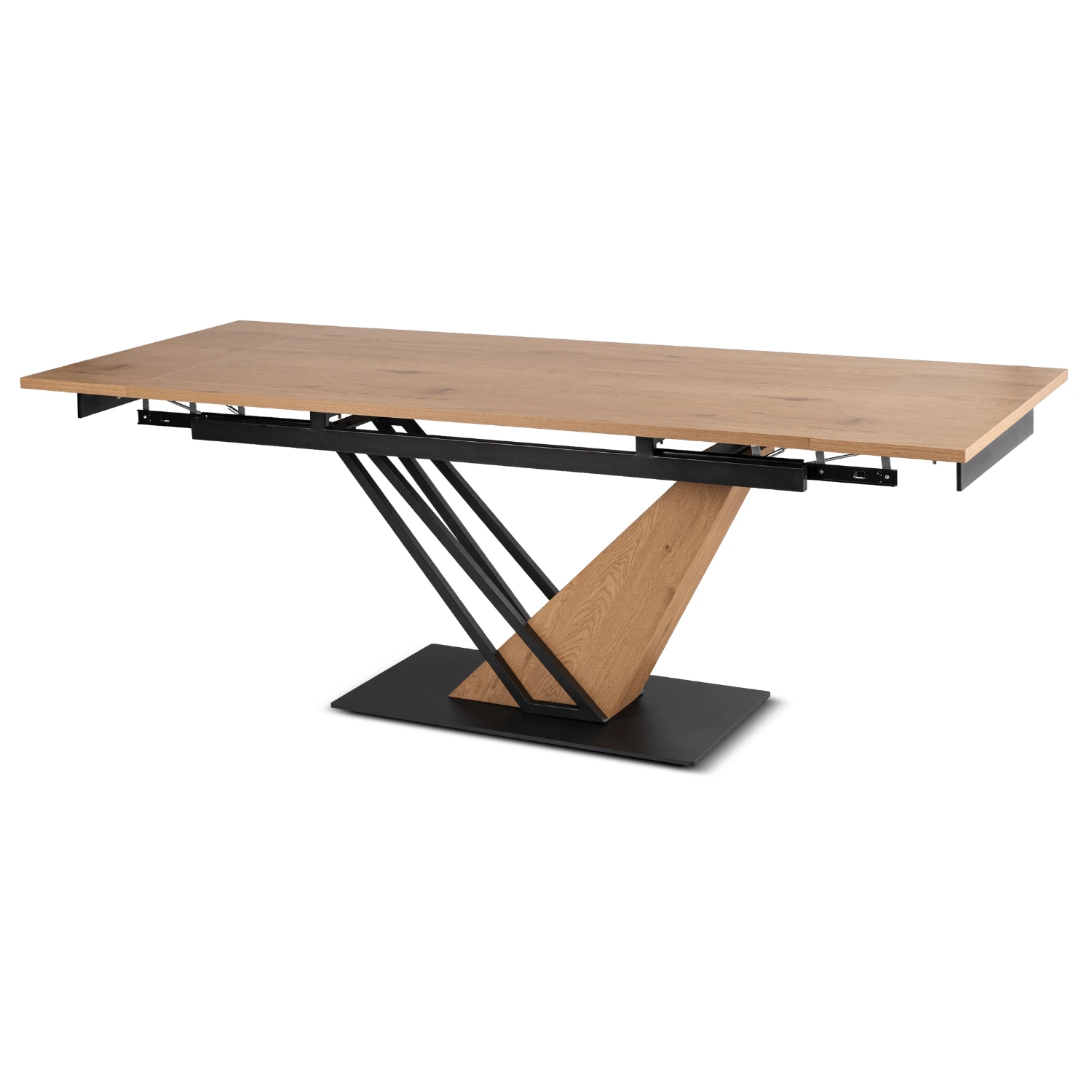 Rozkladací stôl REX 160-220 cm, dub/čierny, MDF
