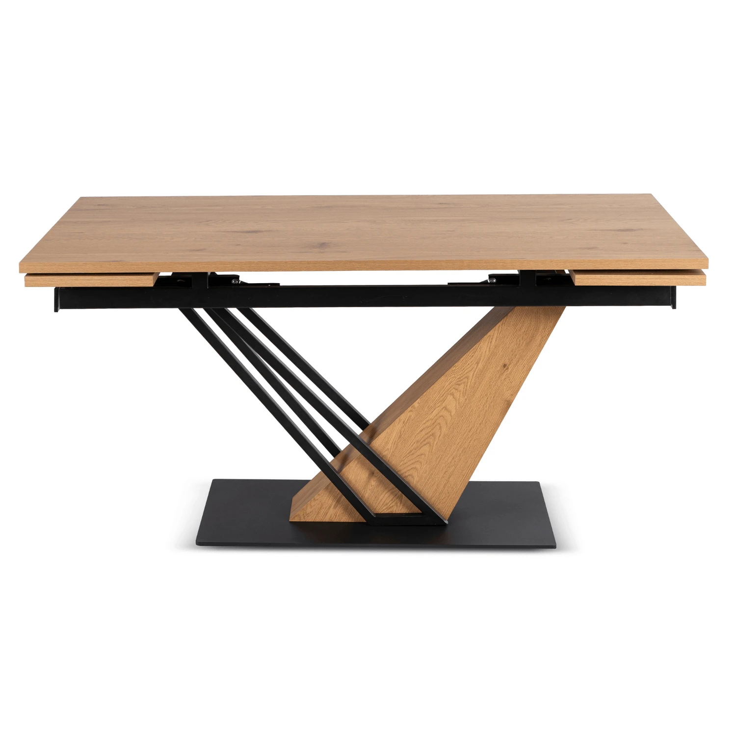 Rozkladací stôl REX 160-220 cm, dub/čierny, MDF