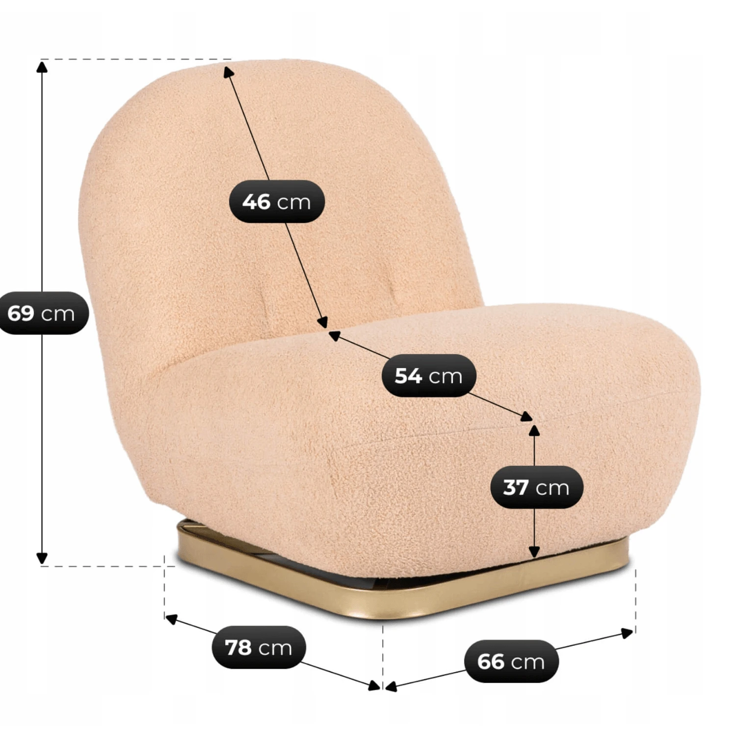 Otočné relaxačné kreslo SONNY, oranžové, bouclé