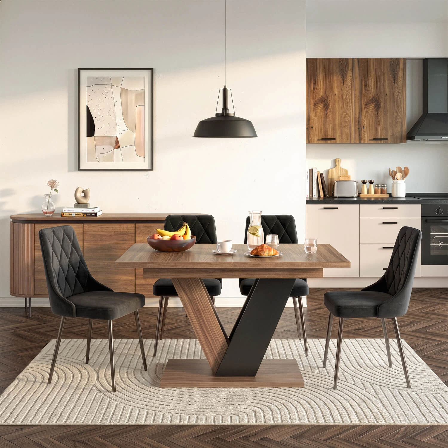 Rozkladací stôl CLARK 120-160 cm, orech/čierny