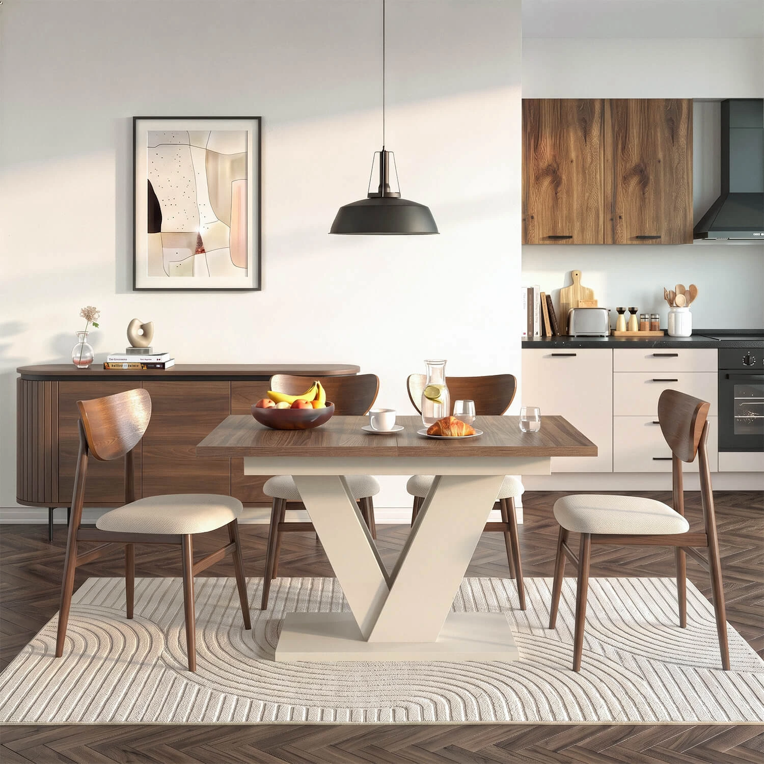 Rozkladací stôl CLARK 120-160 cm, orech/kašmír