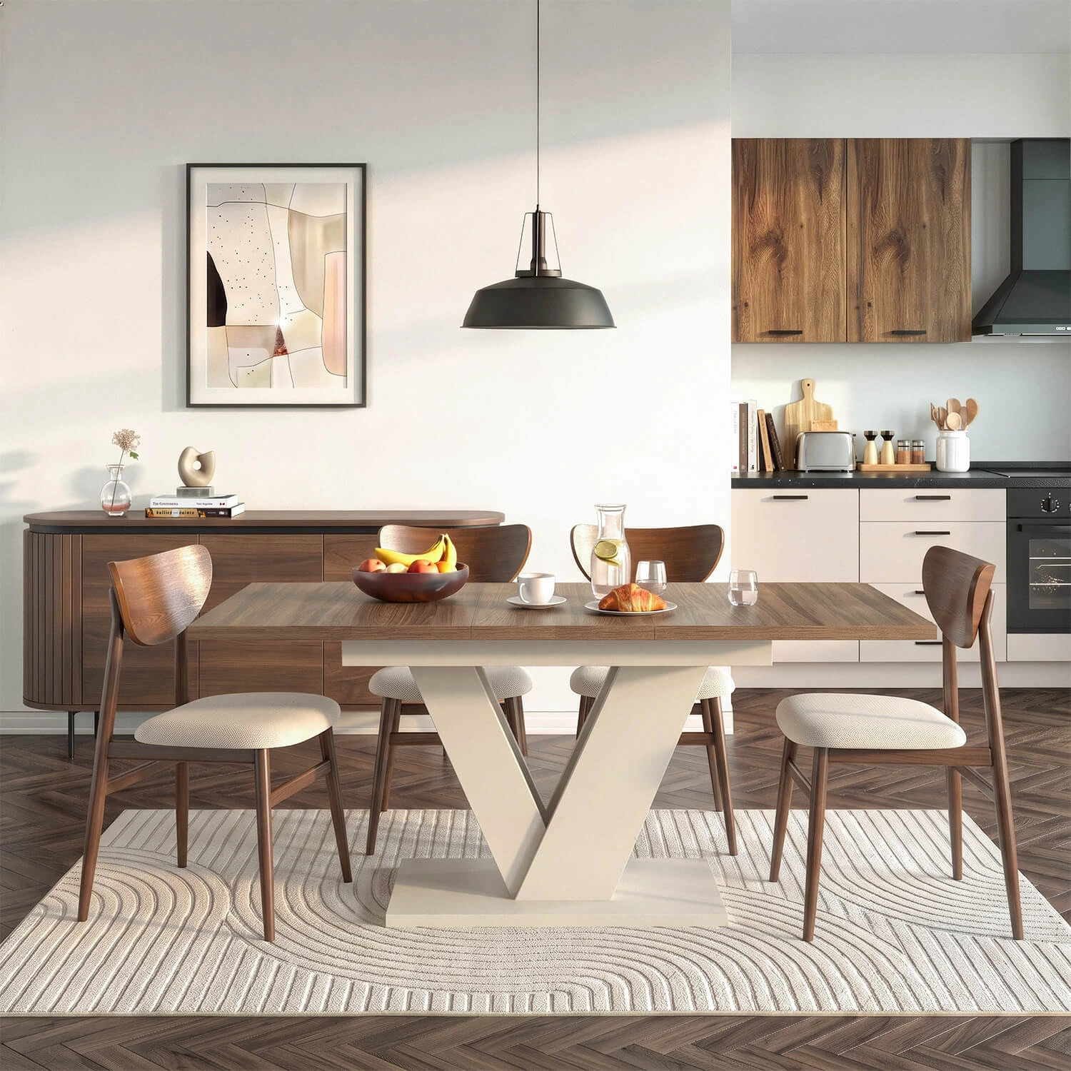 Rozkladací stôl CLARK 120-160 cm, orech/kašmír