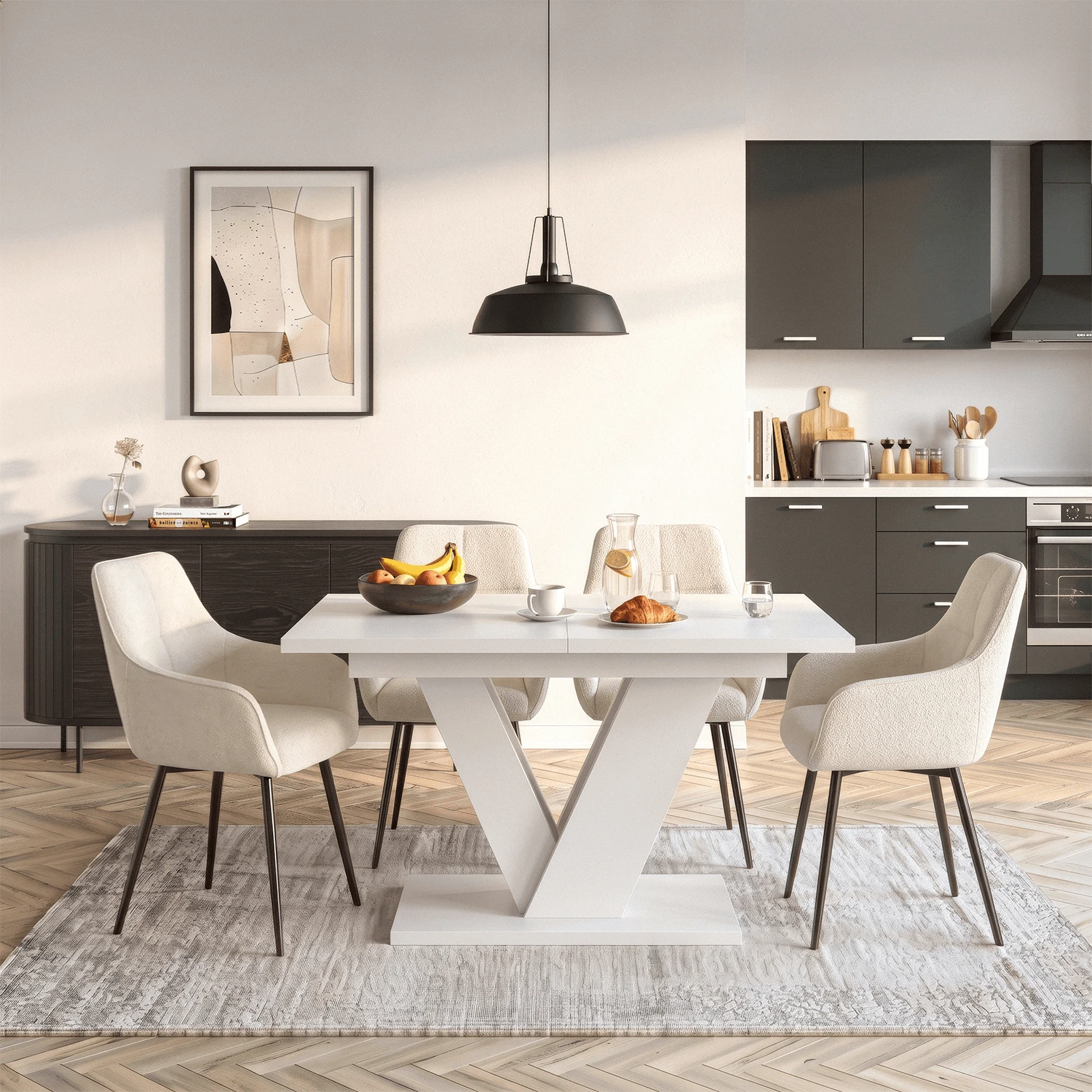 Rozkladací stôl CLARK 120-160 cm, biely lesk