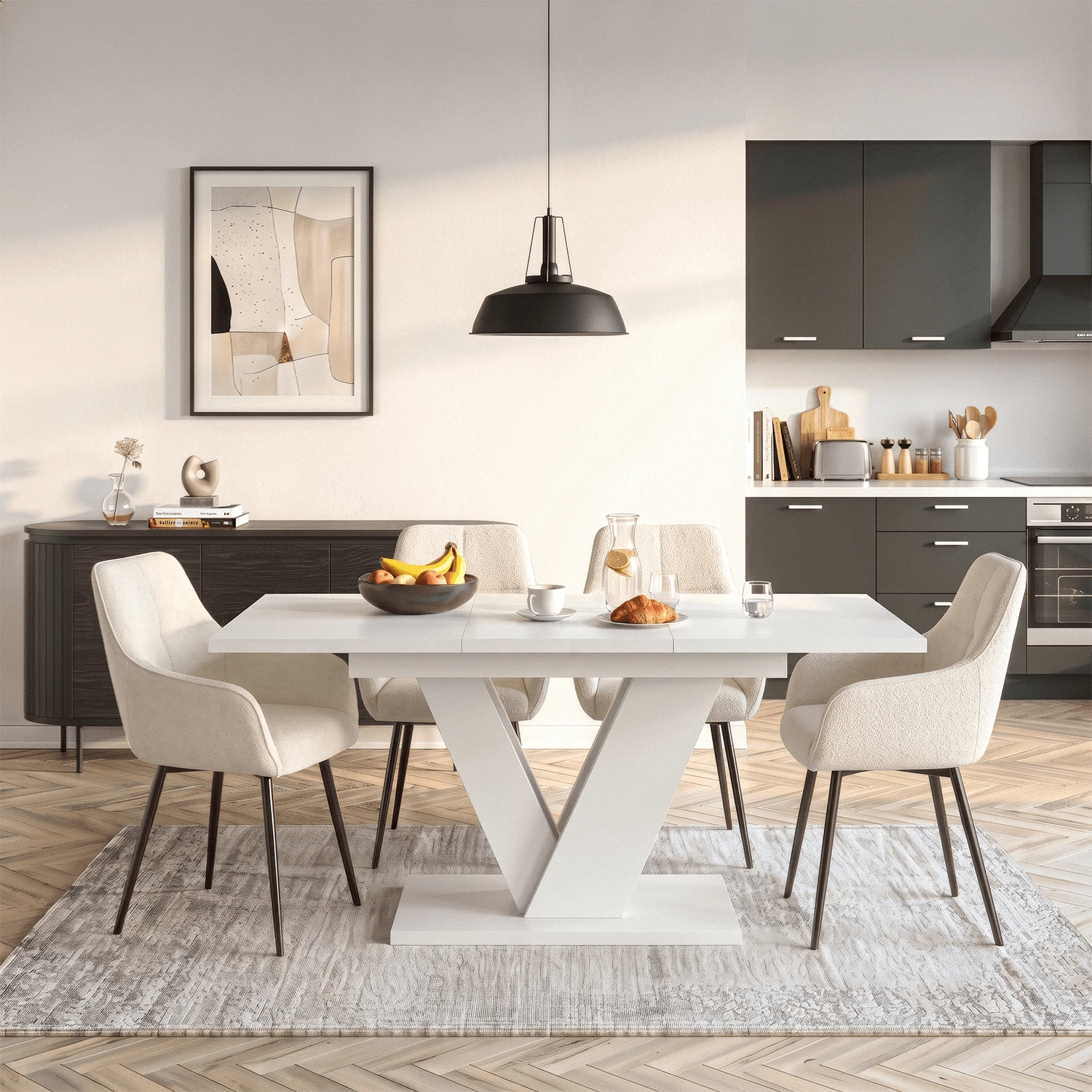 Rozkladací stôl CLARK 120-160 cm, biely lesk