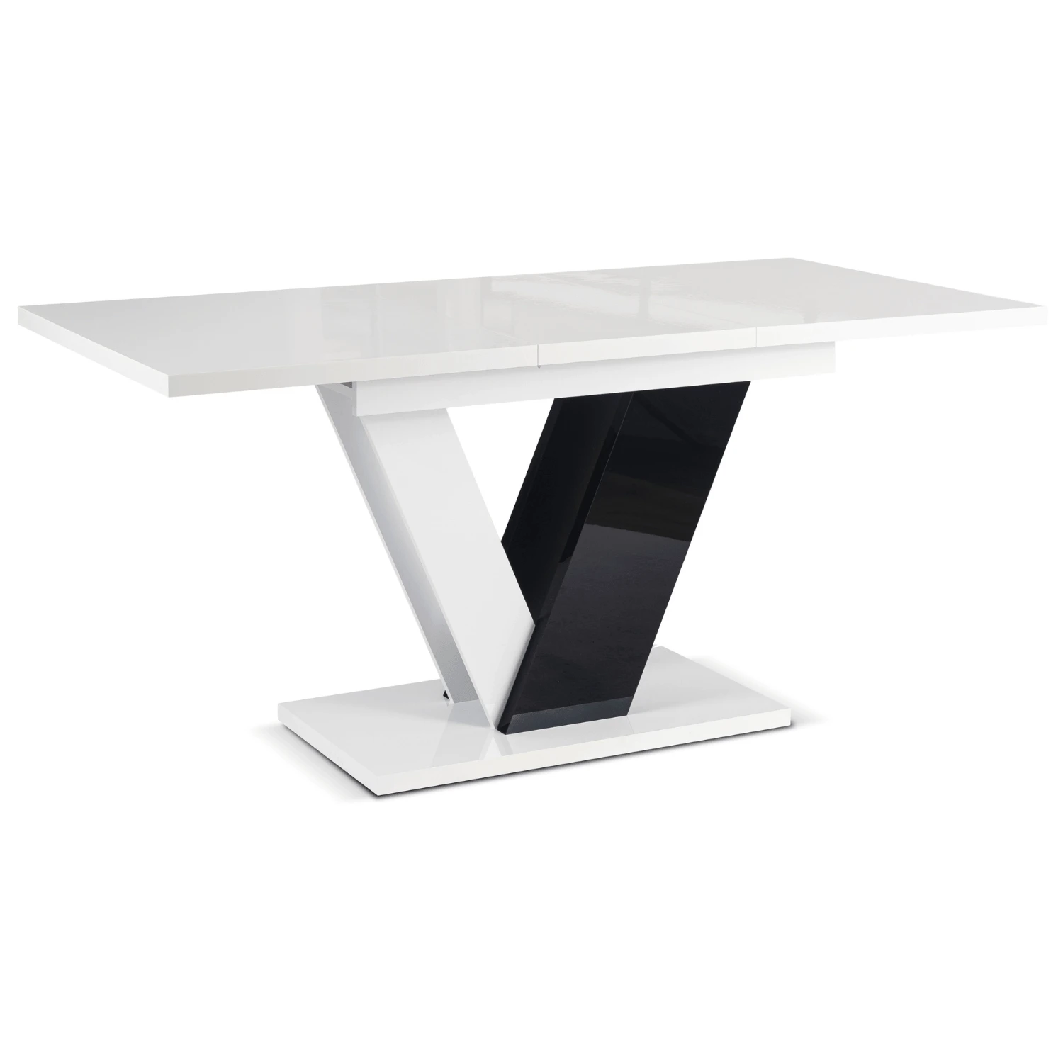 Rozkladací stôl CLARK 120-160 cm, biely/čierny lesk