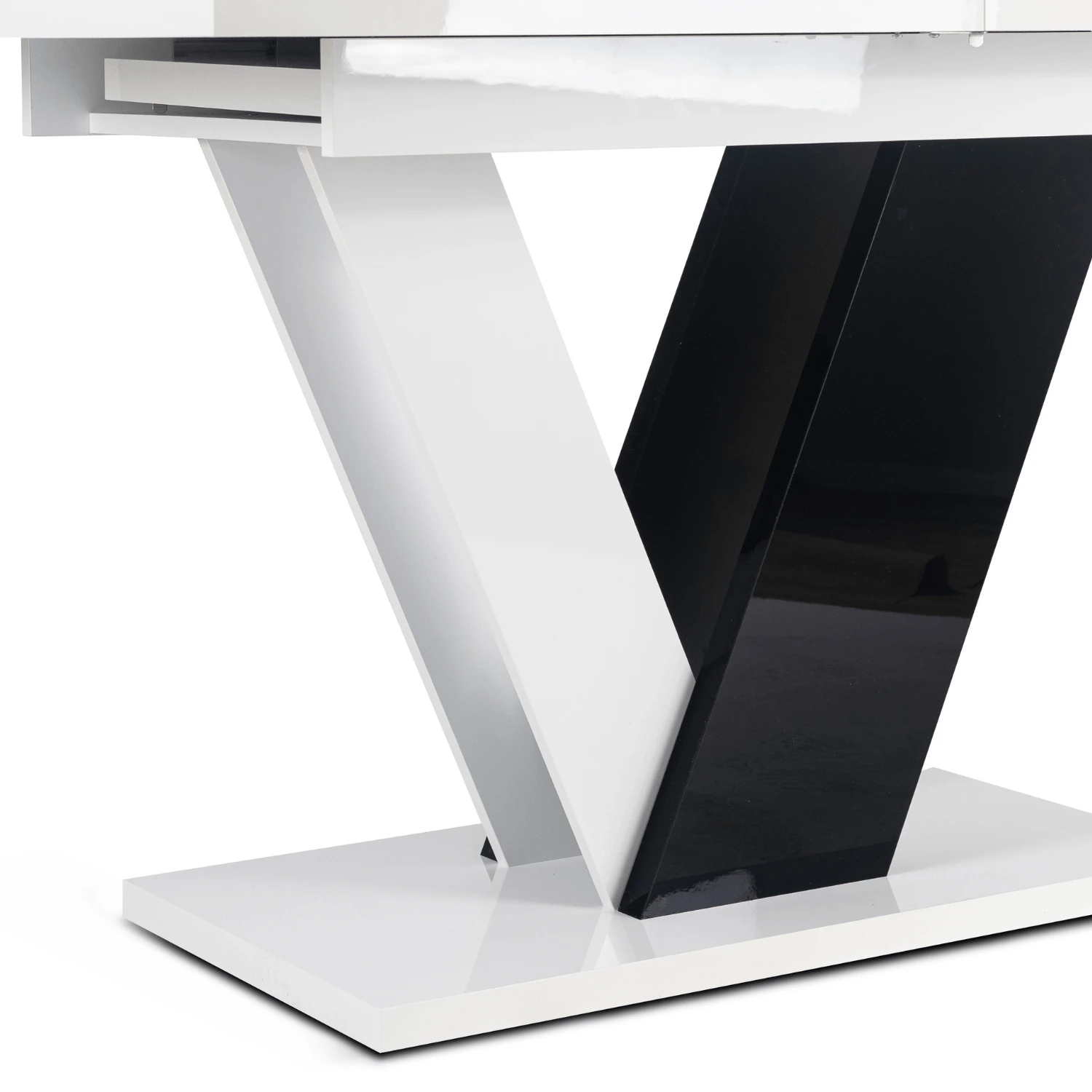 Rozkladací stôl CLARK 120-160 cm, biely/čierny lesk