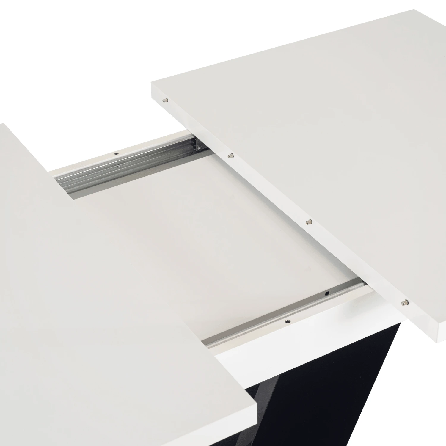 Rozkladací stôl CLARK 120-160 cm, biely/čierny lesk