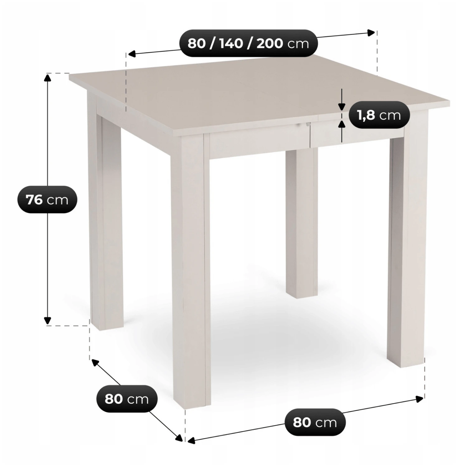 Rozkladací stôl BEN 80-200 cm, kašmír