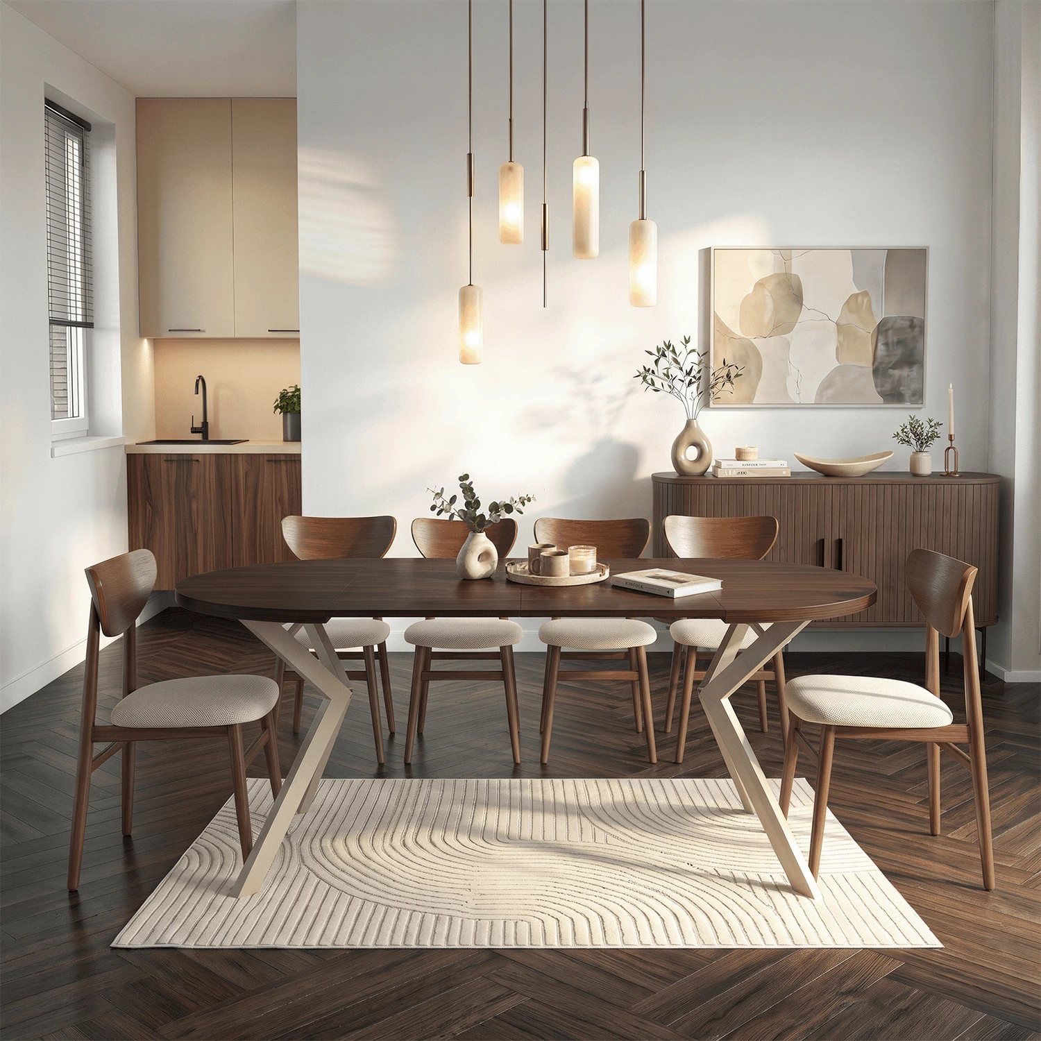 Rozkladací stôl LUGO 90-190 cm, orech/kašmír
