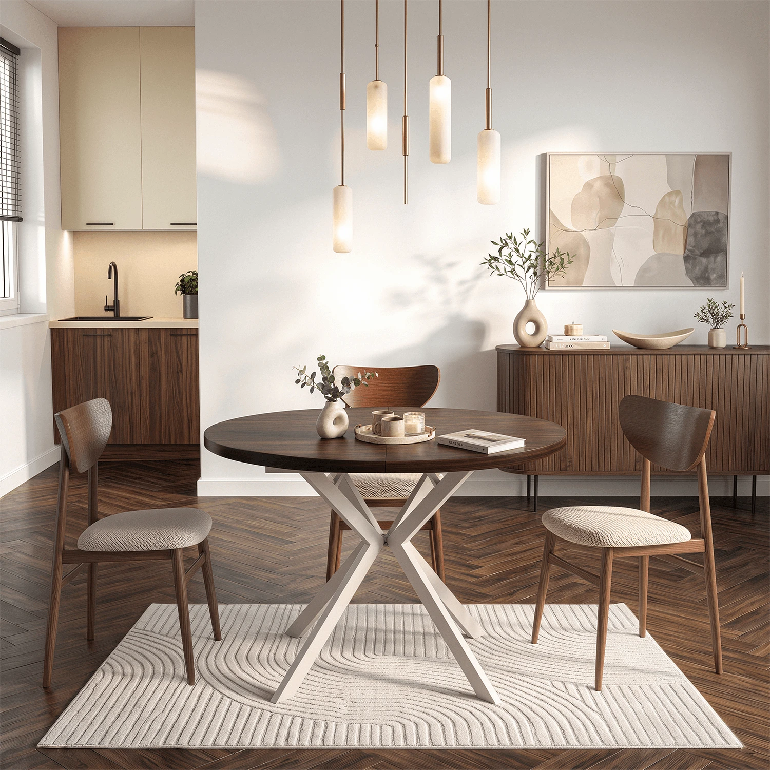 Rozkladací stôl LUGO 90-190 cm, orech/kašmír