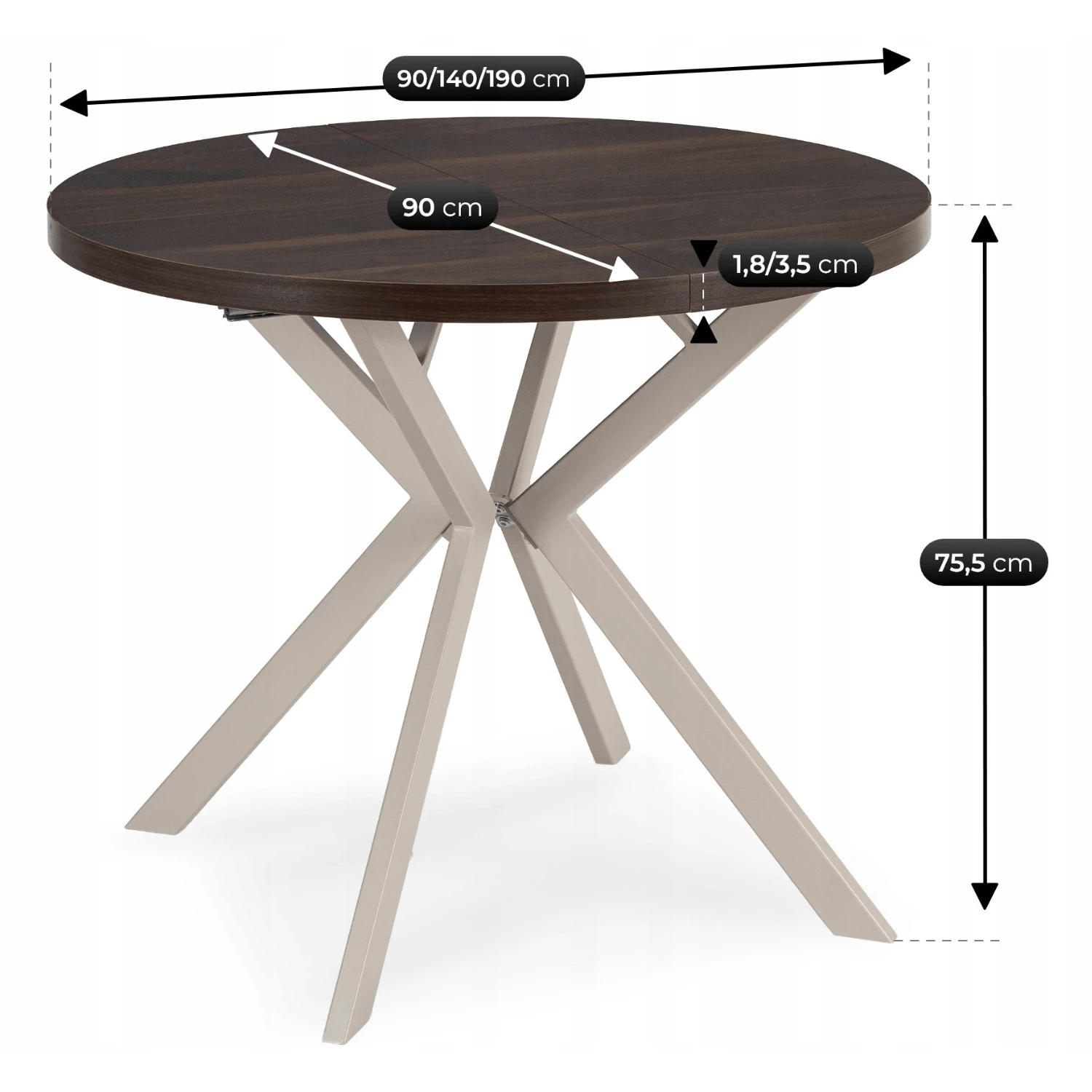 Rozkladací stôl LUGO 90-190 cm, orech/kašmír