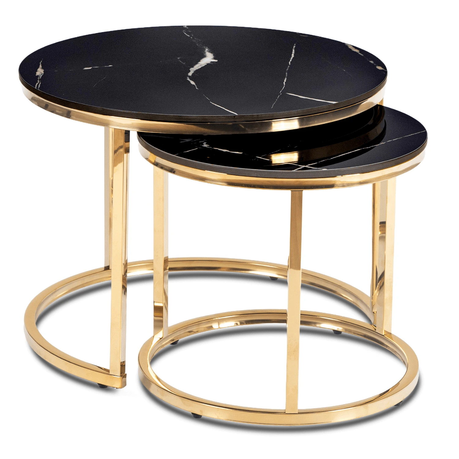 Sada keramických stolíkov MILANO 45 cm/60 cm, čierny mramor/zlatá