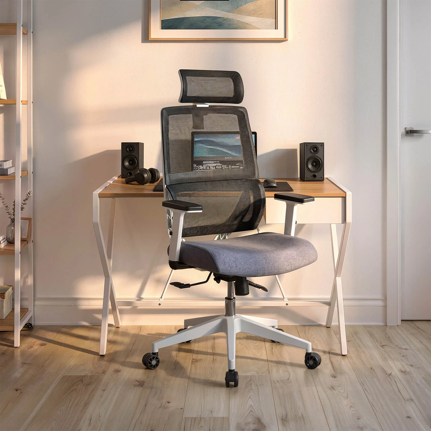 Ergonomické otočné kreslo NICKI, sivé