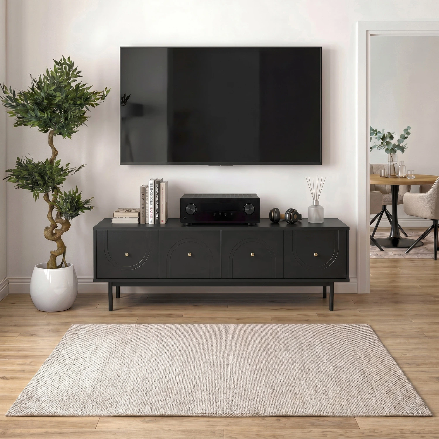 TV skrinka MARLEN 155 cm, čierna