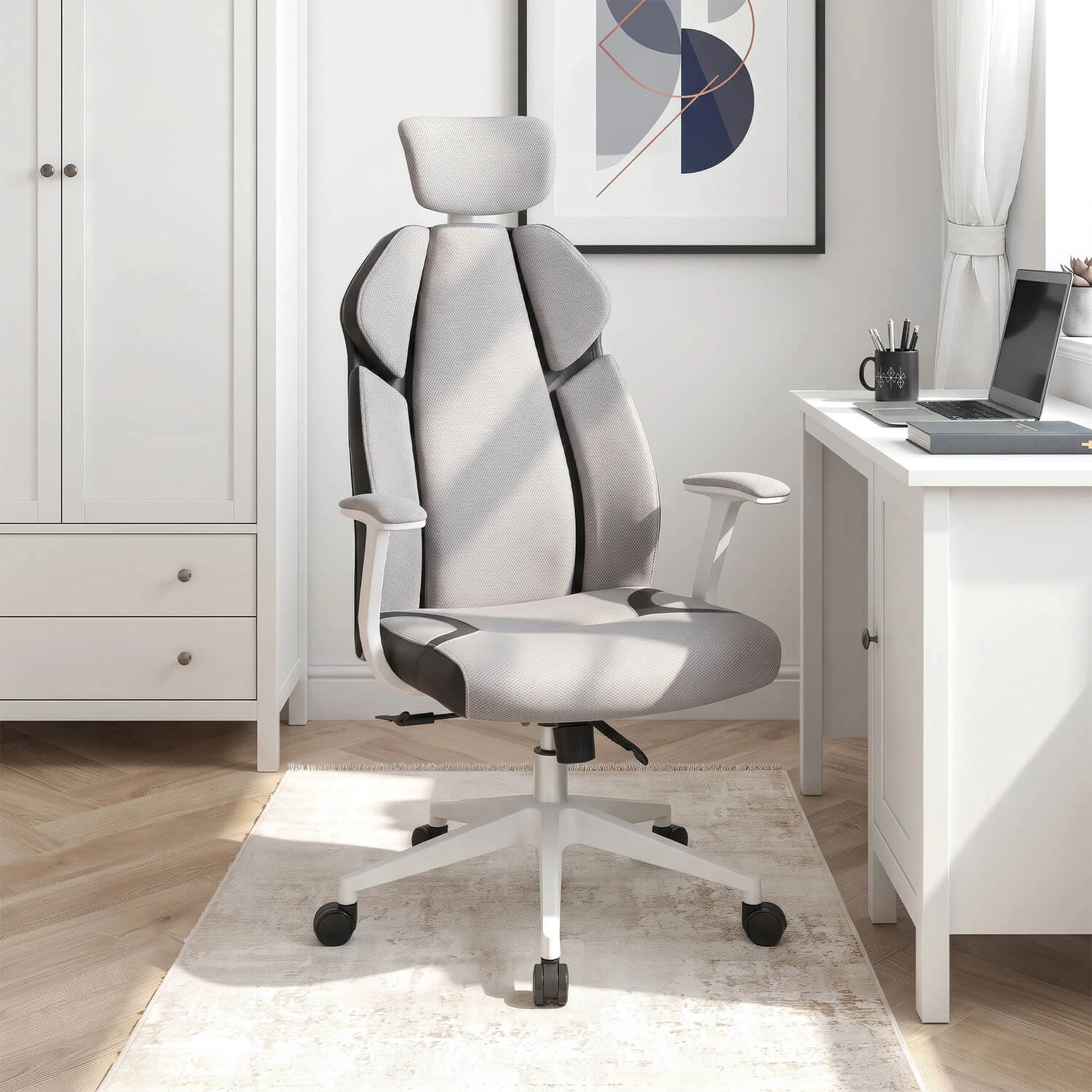 Ergonomické otočné kancelárske kreslo DUNCAN, sivé/čierne