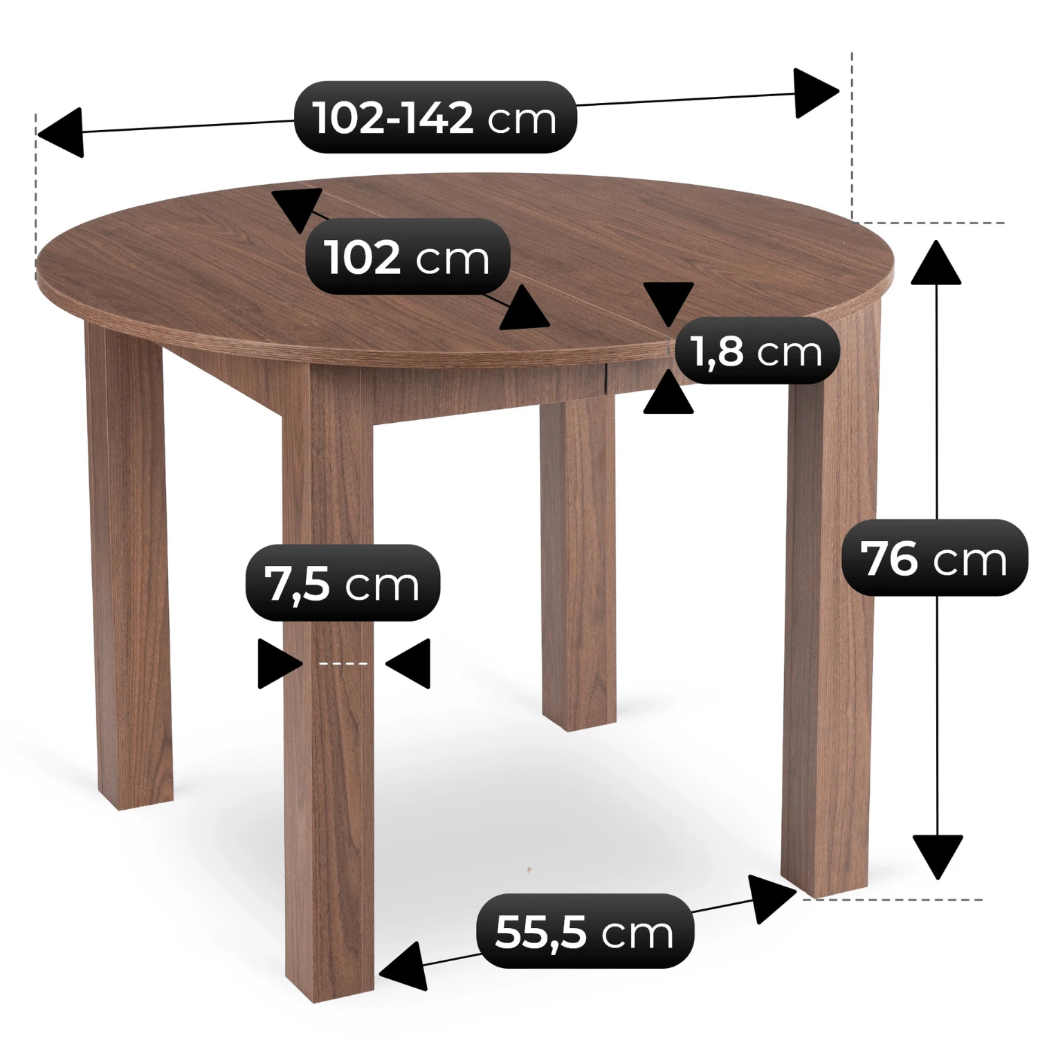 Rozkladací stôl HARRY 102-142 cm, orech nice