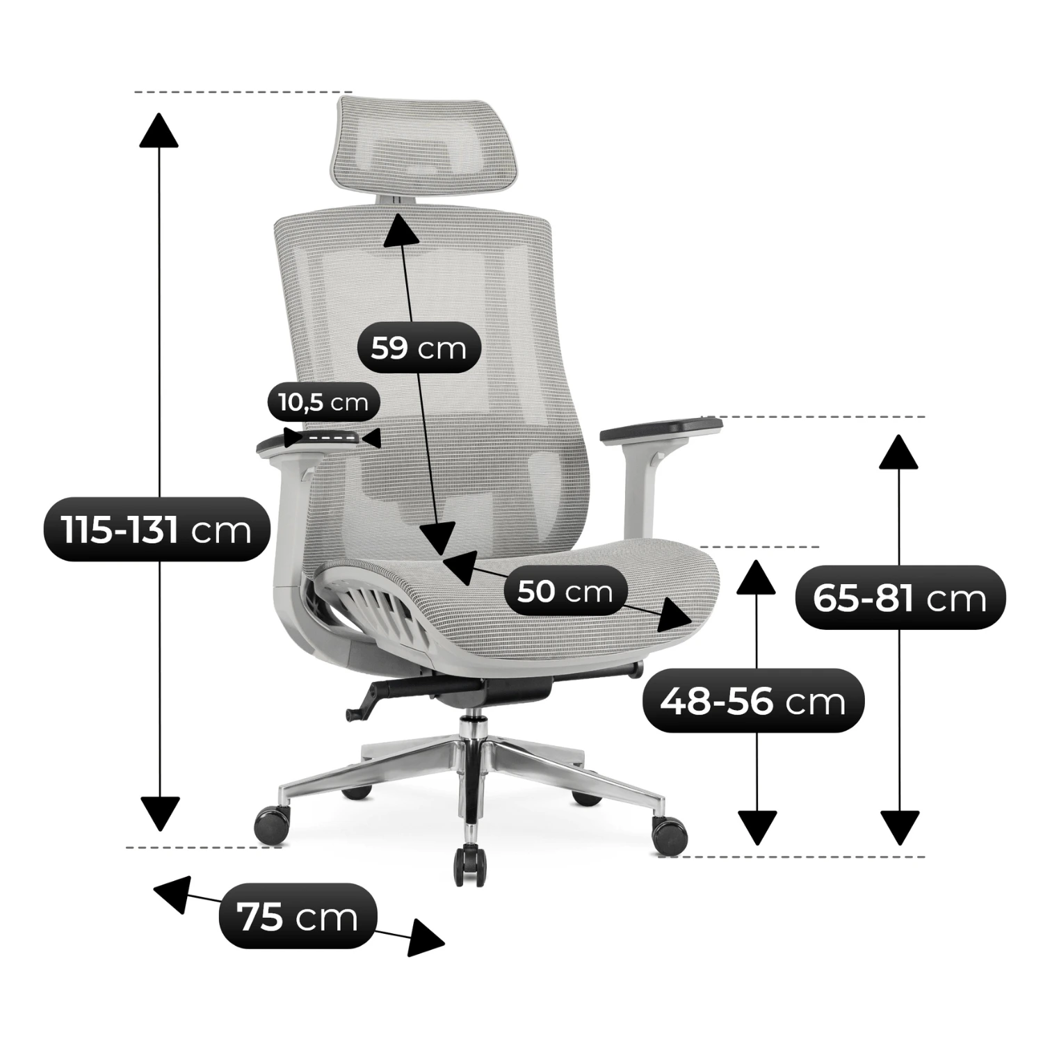 Ergonomické otočné kreslo SKY, sivé
