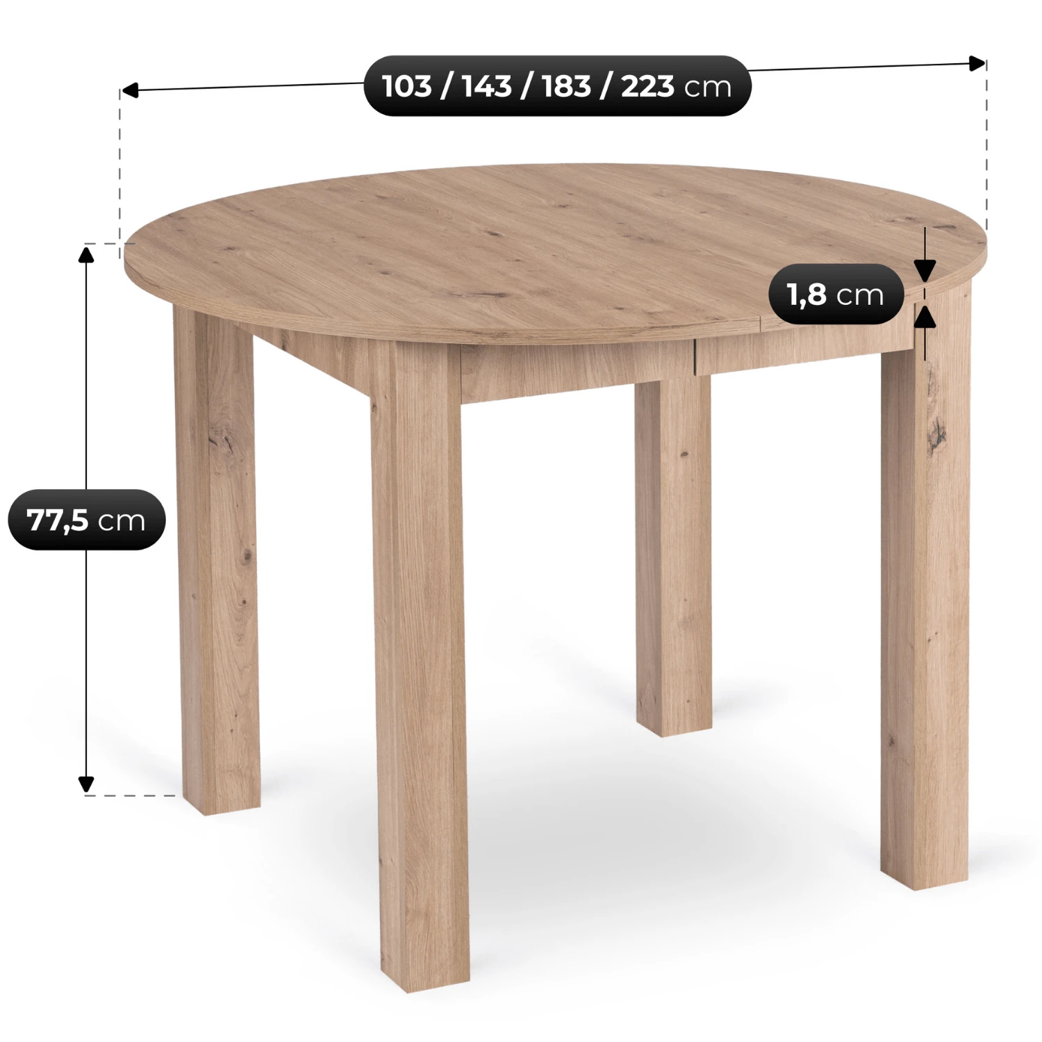 Rozkladací stôl JAMES 103-223 cm, dub artisan