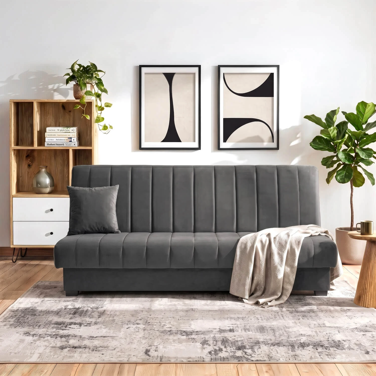Sada 2x rozkladacia pohovka SIGMA, sivá