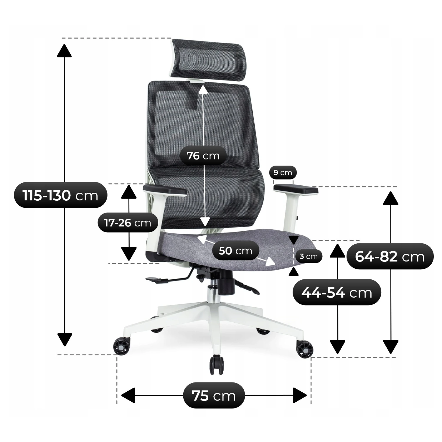 Ergonomické otočné kreslo NICKI, sivé