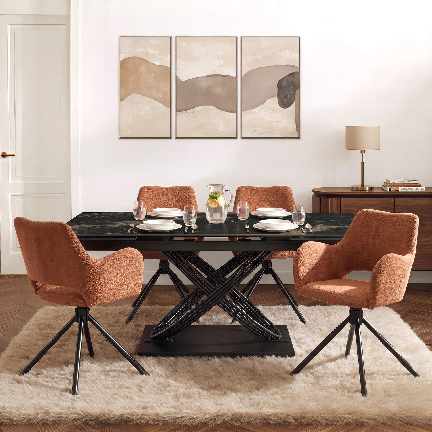 Keramický rozkladací stôl IBIZA 160-240 cm, čierny