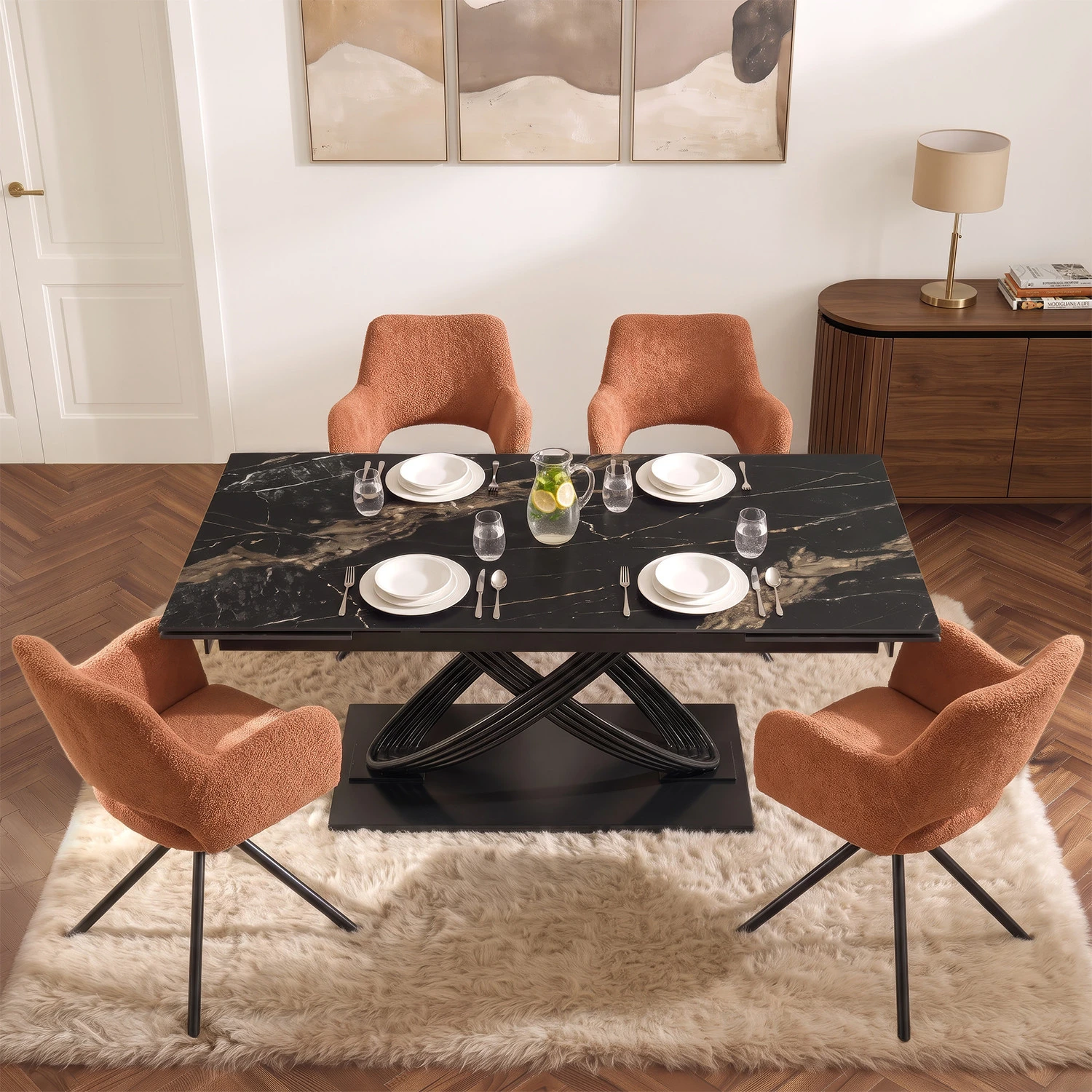 Keramický rozkladací stôl IBIZA 160-240 cm, čierny