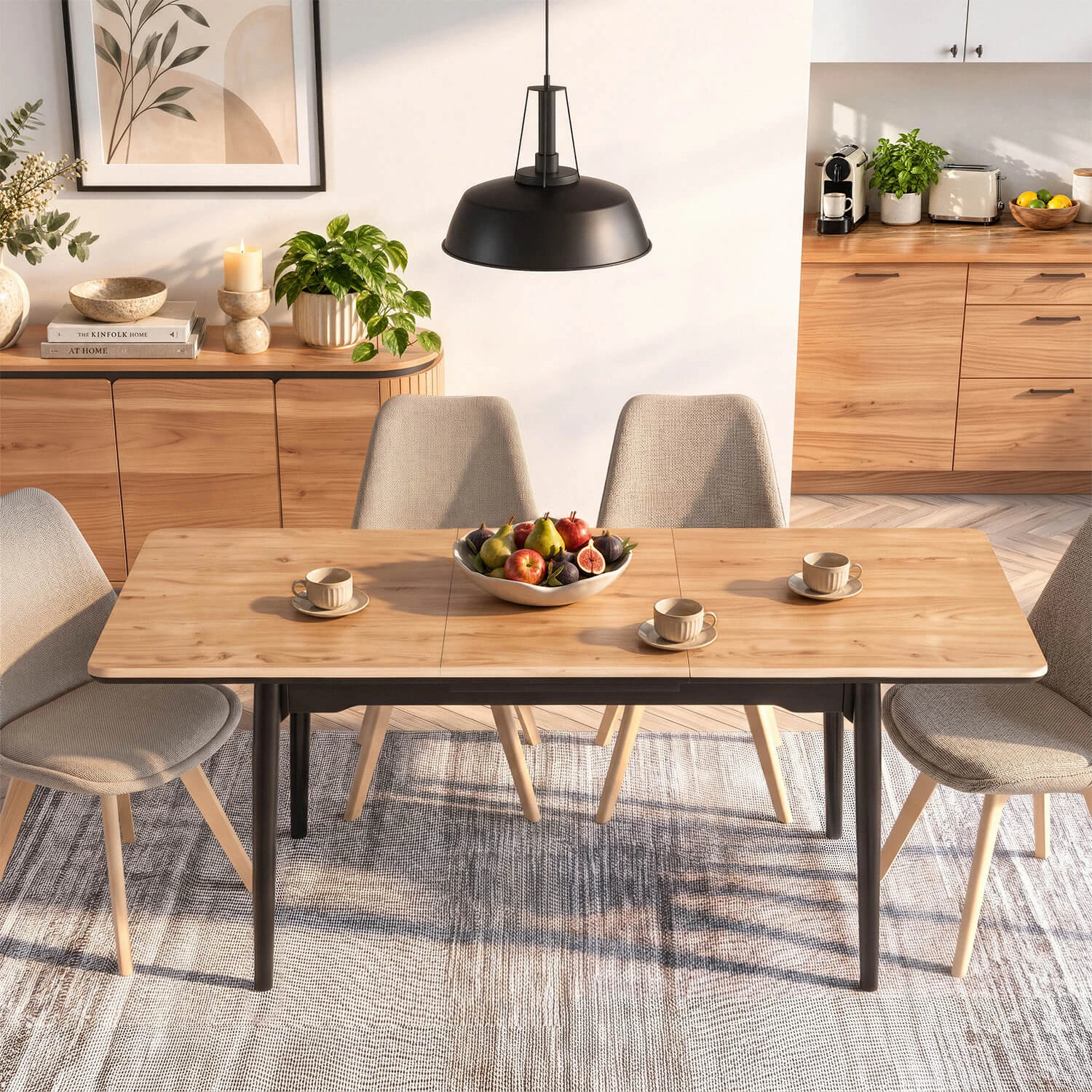 Rozkladací keramický stôl SAMER 138-178 cm, dub/čierny
