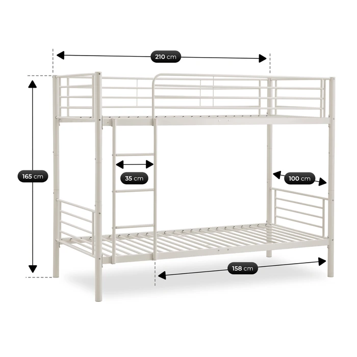 Łóżko Piętrowe Dla Dzieci 90x200 cm RODEZ Metalowe Kaszmir Loft