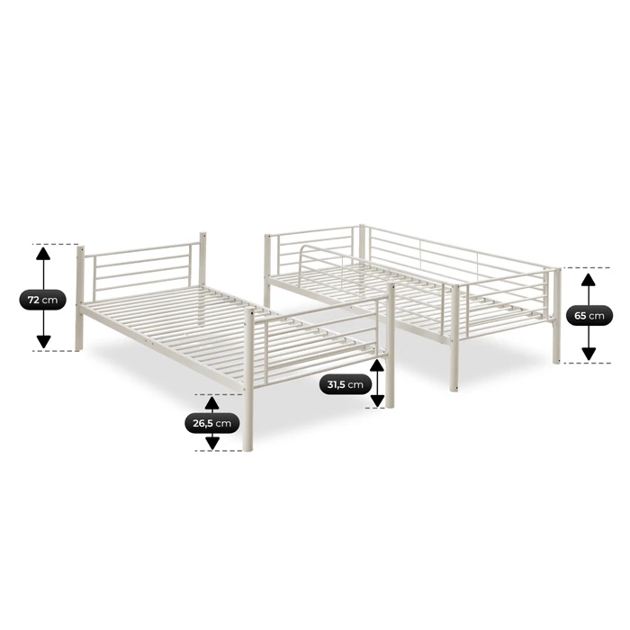 Łóżko Piętrowe Dla Dzieci 90x200 cm RODEZ Metalowe Kaszmir Loft