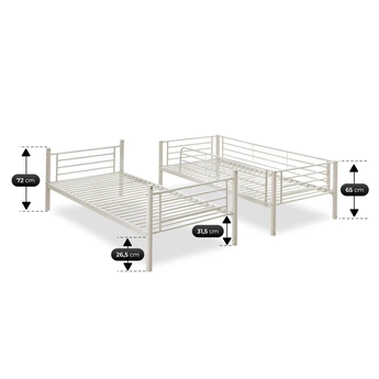 Łóżko Piętrowe Dla Dzieci 90x200 cm RODEZ Metalowe Kaszmir Loft - obraz 6