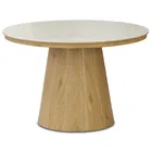 Stół Rozkładany Okrągły OVAR 120-200 cm Ceramiczny Trawertyn/Dąb Skandynawski