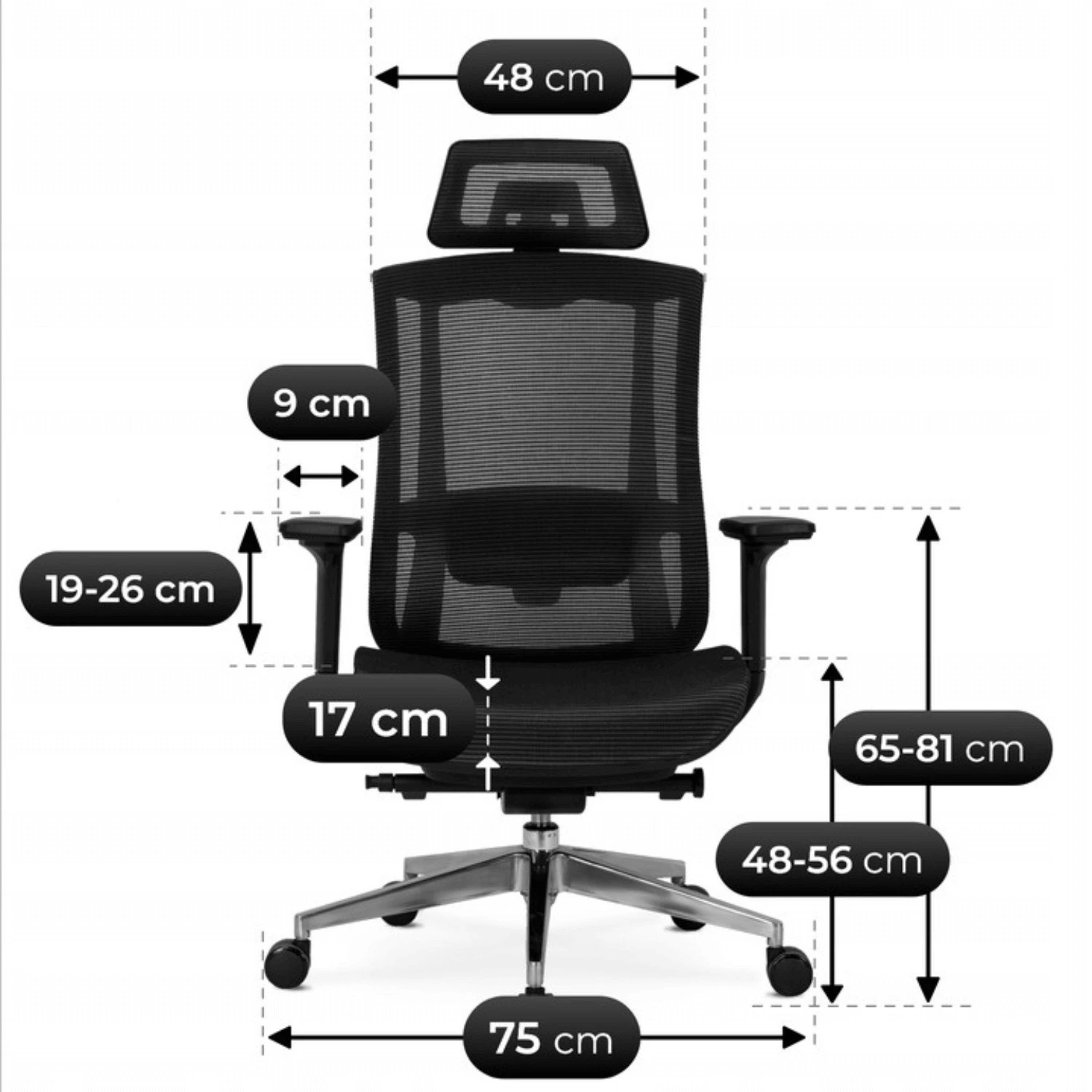 Ergonomické otočné kreslo DYLAN, čierne