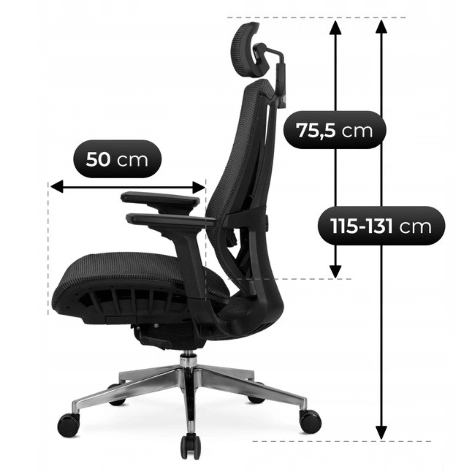 Ergonomické otočné kreslo DYLAN, čierne