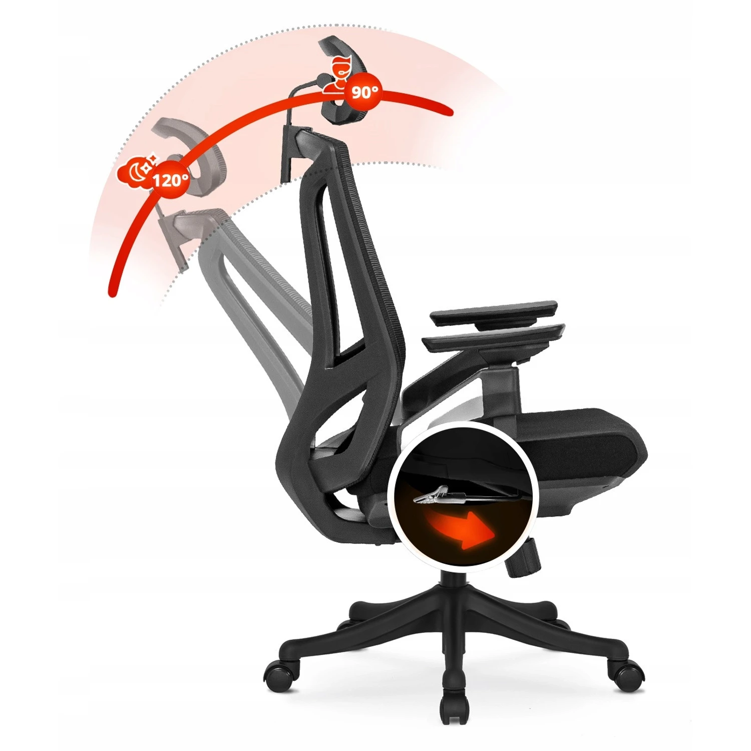Ergonomické otočné kreslo WILLY, čierne