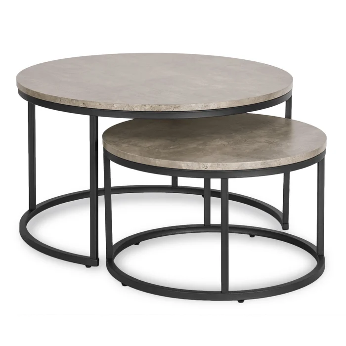Zestaw Stolików Kawowych ROCKY MAX 60 cm/80 cm Szary Beton Loft