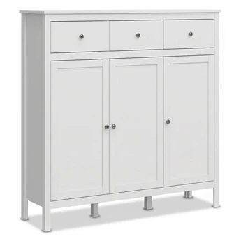 Komoda Trzydrzwiowa z Szufladami AZURA 132,6 cm do Salonu Sypialni Biała Nowoczesna - obraz 1