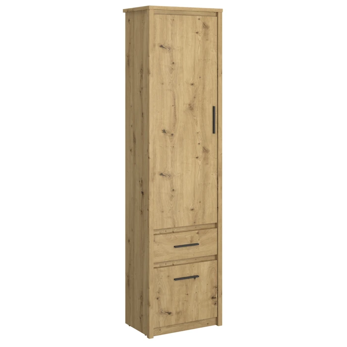 Regał z Szufladą Zamknięty Wysoki Drewniany do Salonu OPIA 55,6 cm Dąb Artisan Nowoczesny